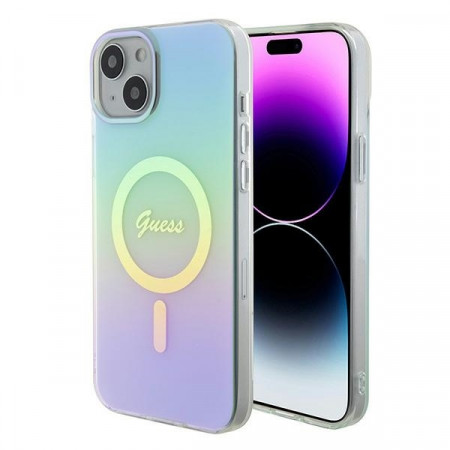 Husa Originala GUESS IML Iridescent Magsafe hardCarcasa GUHMP15MHITSQ pentru Iphone 15 Plus turquoise