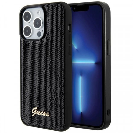 Husa Originala GUESS Sequin Script Metal hardCarcasa GUHCP15LPSFDGSK pentru Iphone 15 Pro Negru