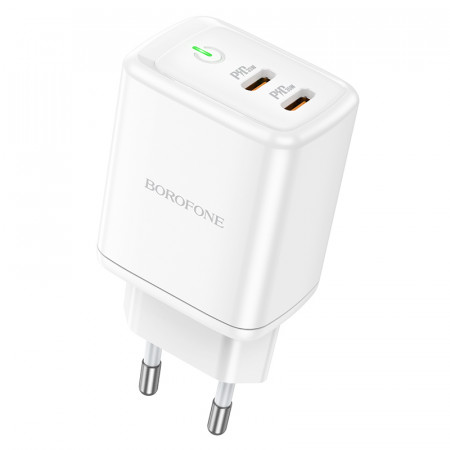 Incarcator Priza Borofone BN9 Reacher - 2xType C - QC 3.0 PD 35W white