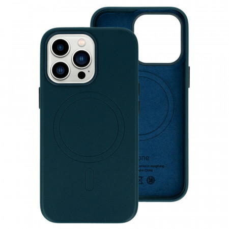 MagSafe Leather Husa Iphone 15 Plus Navy
