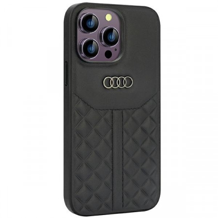 Original Carcasa AUDI hardCarcasa Genuine Leather AU-TPUPCIP14PM-Q8/D1-BK pentru Iphone 14 Pro Max Negru