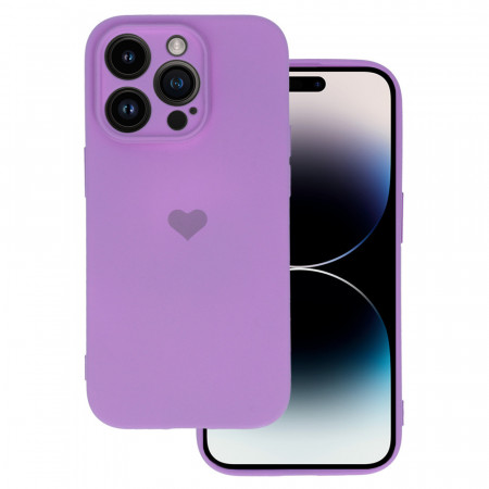 Vennus Silicone Heart Case for Iphone 14 Plus design 1 purple