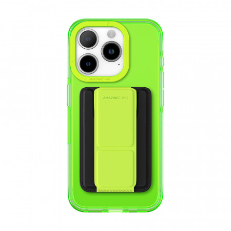 Amazing Thing Titan Pro Neon Mag Wallet Case IP156.1PTWGN for Iphone 15 Pro green with stand