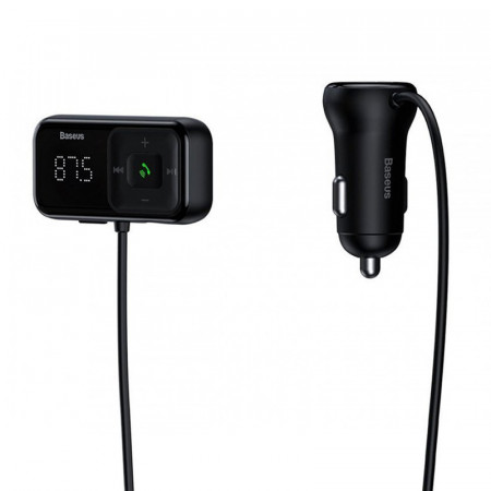 Baseus Transmitter FM T-type S-16 Albastrutooth 5.0 MP3 - 2xUSB - 3,1A charger (CCTM-E01) Negru