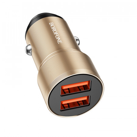 Borofone Car charger BZ19 Wisdom - 2xUSB - 12W gold