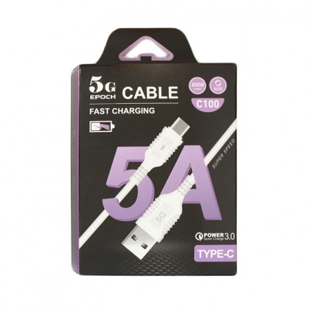 Cablu de date/incarcareType C to USB, Fast Charging, Alb, C100