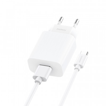 Foneng Wall charger EU28 - USB - 2,4A with USB to Type C cable white
