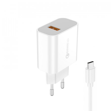 Foneng Wall charger EU46 - USB - 18W 3A with USB to Type C cable white