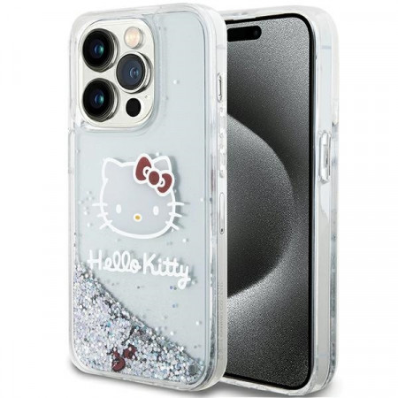 Husa Originala HELLO KITTY hardCarcasa Liquid Glitter Charms Kitty Head HKHCP13XLIKHET pentru Iphone 13 Pro Max silver