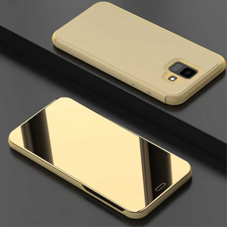 Husa Samsung Galaxy J4 PLUS Book Cover Clear View Stand Gold