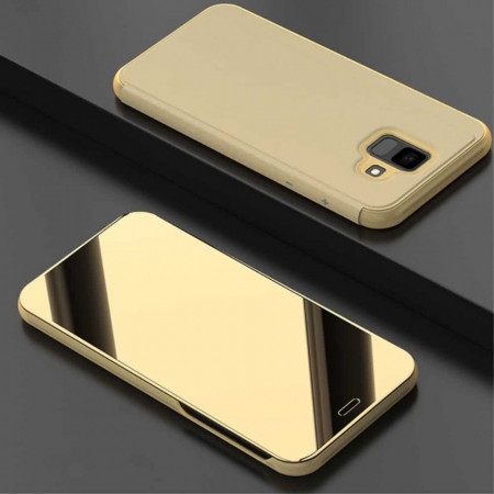 Husa Samsung Galaxy J6 PLUS Book Cover Clear View Stand Gold