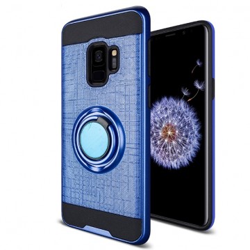 Husa Samsung Galaxy S9 Albastra Dublu Strat Cu Inel Rotativ