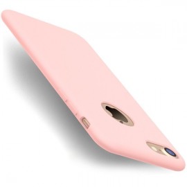 iPhone 7 sau 8 - Husa Roz Soft Rubber Cu Orificiu Pentru Logo