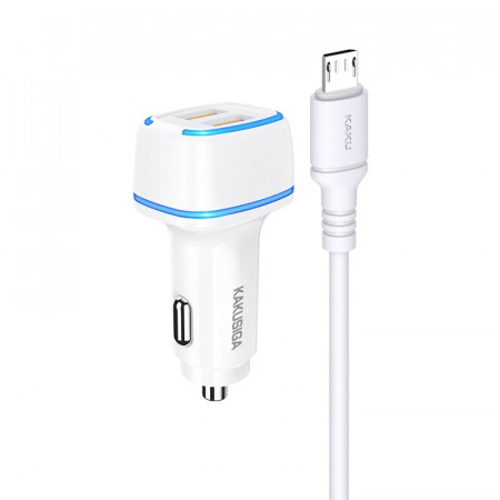KAKU Car Charger KSC-528 Shengyu - 2xUSB - 2,8A with USB to Micro USB white
