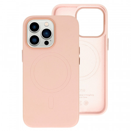 MagSafe Leather Husa Iphone 15 Plus Light pink
