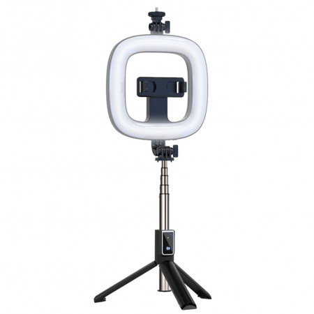 Selfie Stick - with detachable Albastrutooth remote control, tripod and ring lamp - P40D-1 Negru