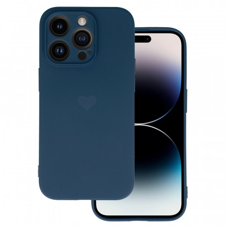 Vennus Silicone Heart Case for Iphone 14 Pro Max design 1 navy