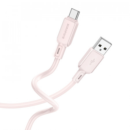 Cablu Borofone BX94 Crystal color - USB to Typ C - 3A 1 metre light Roz
