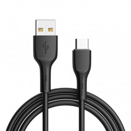 Cablu Silicone - USB to Type C - QC 3.0 1 metre Negru