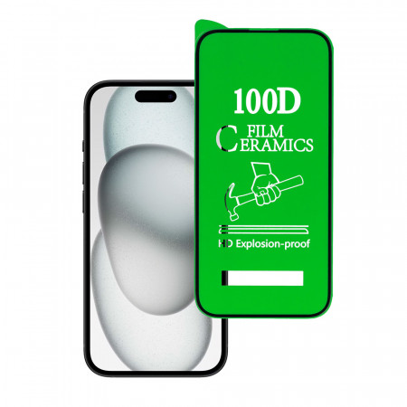 Folie Sticla TempeRosu HARD CERAMIC pentru IPHONE 15 PLUS Negru