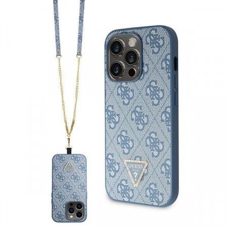 Husa Originala GUESS hardCarcasa Crossbody 4G Metal Logo GUHCP15XP4TDSCPB pentru Iphone 15 Pro Max Albastru