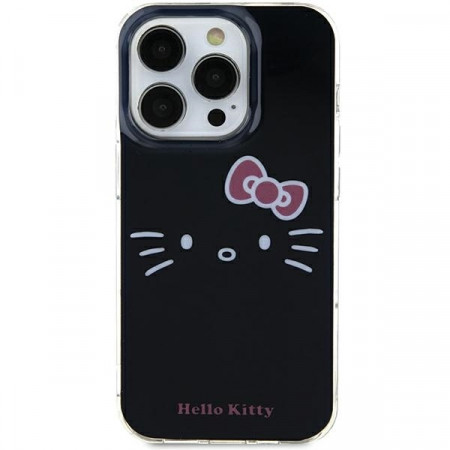 Husa Originala HELLO KITTY hardCarcasa IML Kitty Face HKHCP15SHKHLK pentru Iphone 15 Negru