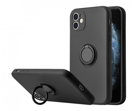 Husa pentru Xiaomi Redmi 9, Vennus Silicone cu inel, negru