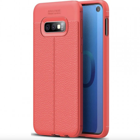 Husa Samsung Galaxy S10e - Husa Rosie din TPU cu Design de Tip Piele