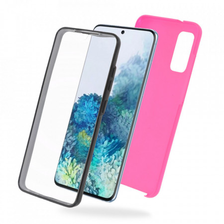 Husa Samsung Galaxy S20 PLUS - 360 Fully cu Spate din Policarbonat si Folie din Silicon - Rose