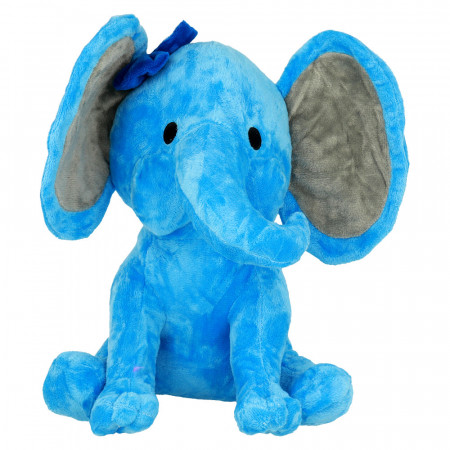 Plush elephant with bow blue