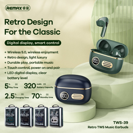 REMAX Albastrutooth Earbuds - TWS-39 Power Bank Green