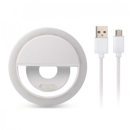 Ring lamp pentru selfie white + USB to Micro USB cablu