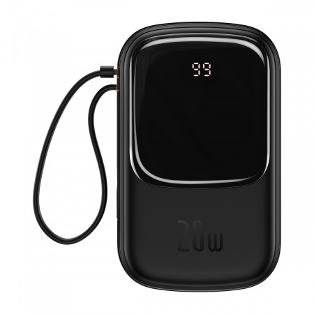Baseus Power Bank 20000mAh Qpow Pro - USB + Type C - PD 20W with Lightning Cablu (PPQD060201) Negru