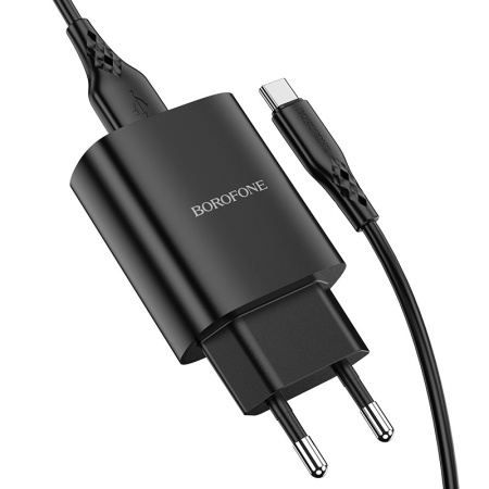 Borofone Incarcator priza BN1 Innovative - USB - 2,1A cu USB to Tip C negru