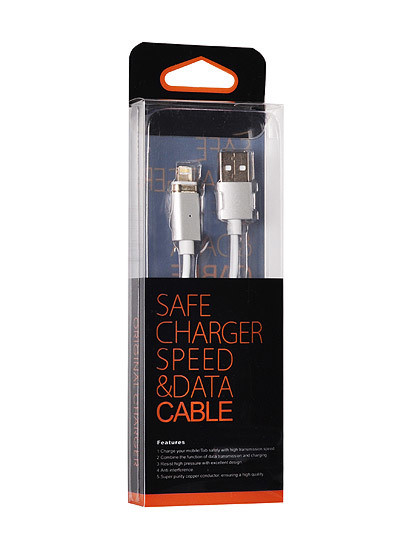 Cablu Magnetic Tip 1 - USB to Lightning - cu detachable plug Iphone 5/6//7/8/X 1 Meter SILVER (blister pack)