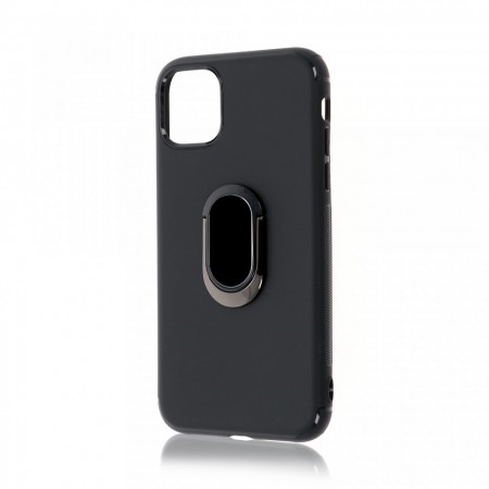 Husa iPhone 11 Pro Max Neagra Din Silicon Premium Cu Inel Rotativ