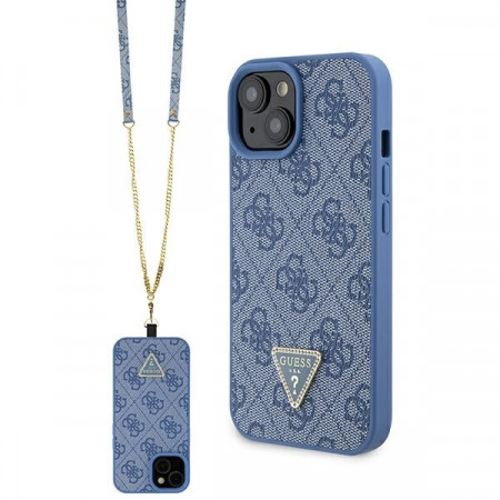 Husa Originala GUESS hardCarcasa Crossbody 4G Metal Logo GUHCP15SP4TDSCPB pentru Iphone 15 Albastru