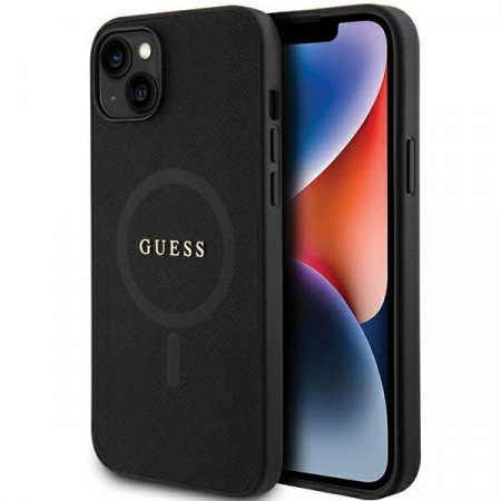 Husa Originala GUESS hardCarcasa Saffiano MagSafe GUHMP15SPSAHMCK pentru Iphone 15 Negru
