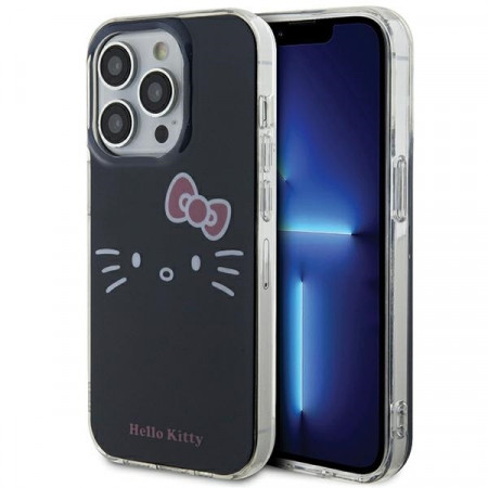 Husa Originala HELLO KITTY hardCarcasa IML Kitty Face HKHCP15XHKHLK pentru Iphone 15 Pro Max Negru