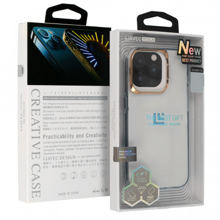Liavec Transparent TPU Case for Iphone 15 Plus gold