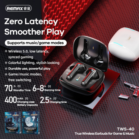 REMAX Albastrutooth Earbuds - TWS-40 Power Bank Negru
