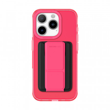Amazing Thing Titan Pro Neon Mag Wallet Case IP156.7PTWPN for Iphone 15 Pro Max pink with stand