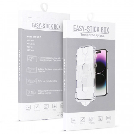 Folie Sticla TempeRosu Full Glue Easy-Stick Box pentru IPHONE 11 Negru