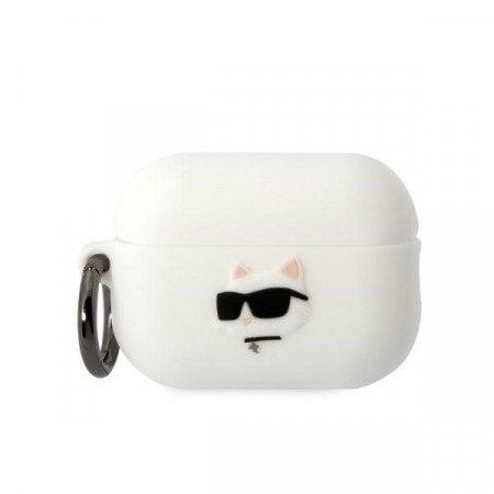 Original Case KARL LAGERFELD - Silicone Choupette Head 3D KLAP2RUNCHH for AirPods Pro 2 Cover - white