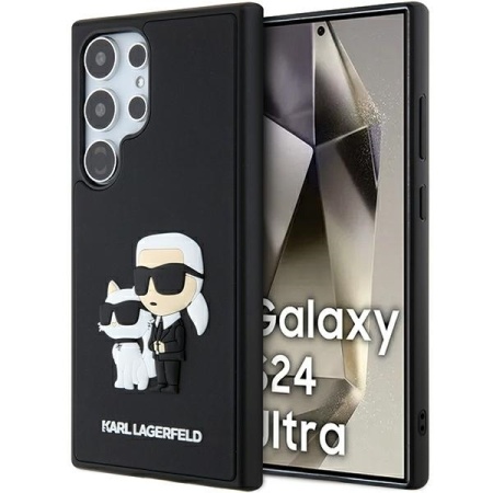 Original Pouch KARL LAGERFELD hardcase 3D Rubber Karl&Choupette KLHCS24L3DRKCNK for Samsung Galaxy S24 Ultra black