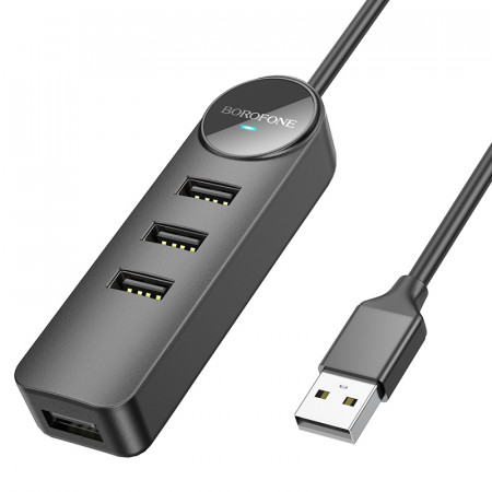 Borofone Adapter DH5 Erudite 4 in 1 - USB to 4xUSB 3.0 - 0,2 metres Negru