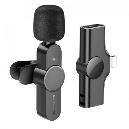 Borofone Lavalier wireless microphone BFK12 Trophy Lightning Negru
