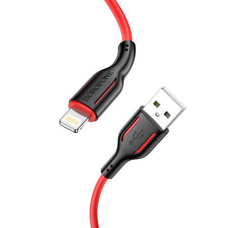 Cablu Borofone BX63 Charming - USB to Lightning - 2,4A 1 metru negru-rosu