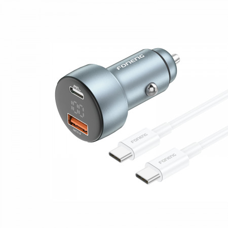 Foneng Car charger C18 - USB + Type C - PD 48W 3A with Type C to Type C cable grey