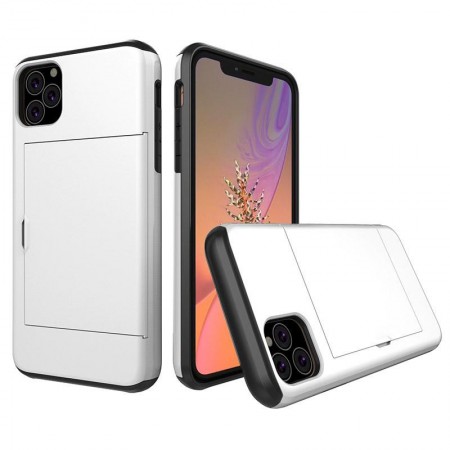 Husa iPhone 11 Pro Alba Antisoc Cu Buzunar Pentru Card